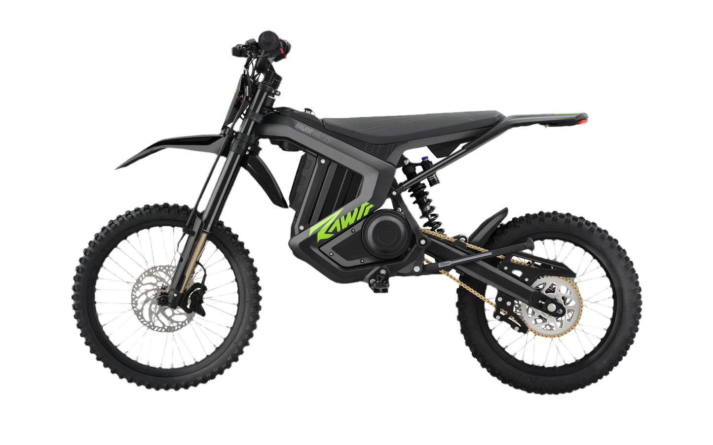 Black electric bike with visible branding on a white background