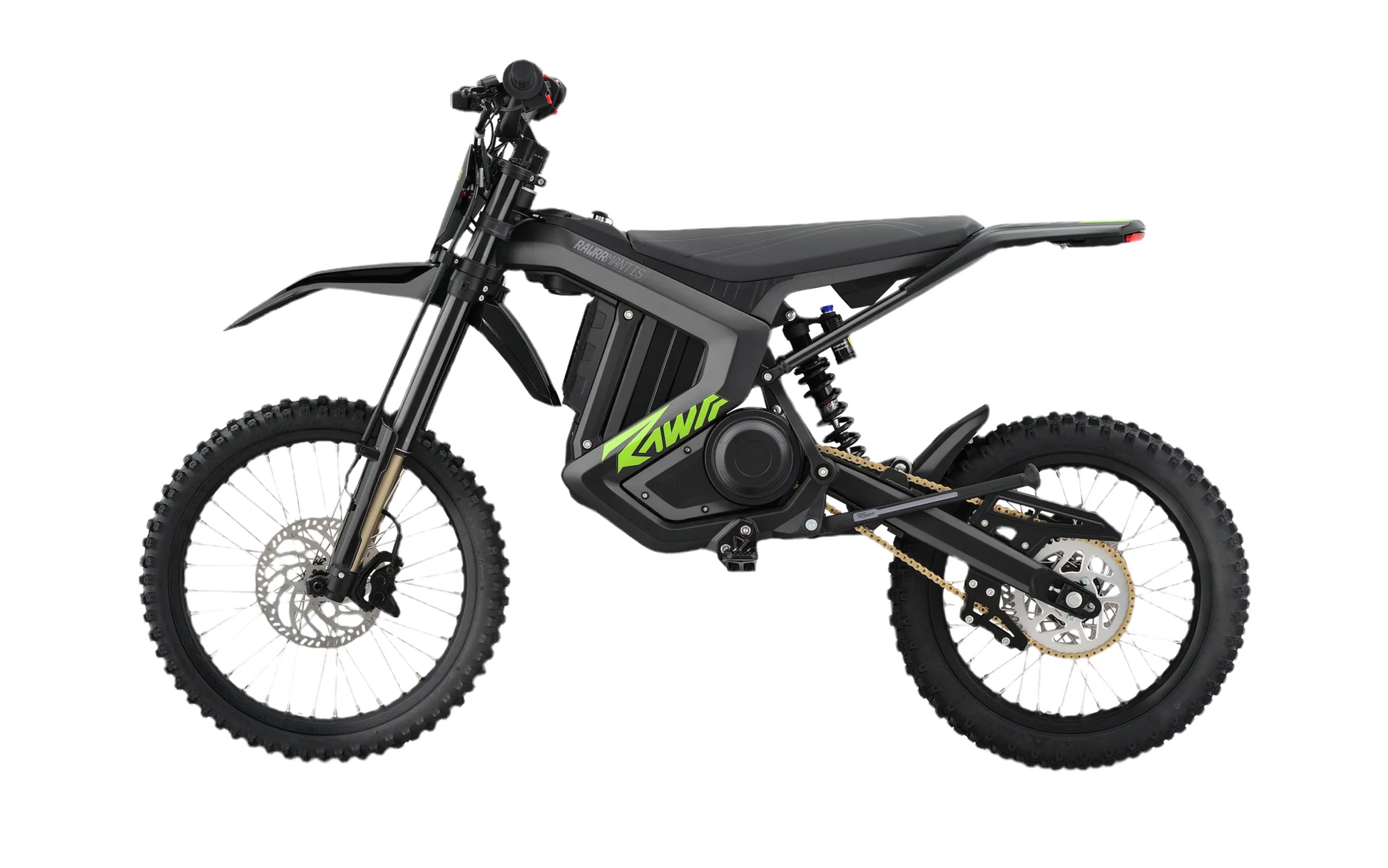 Black electric bike with visible branding on a white background