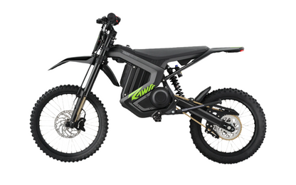 Black electric bike with visible branding on a white background